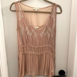 Ella Moss Blush Embroidered detail tank top/blouse - size s